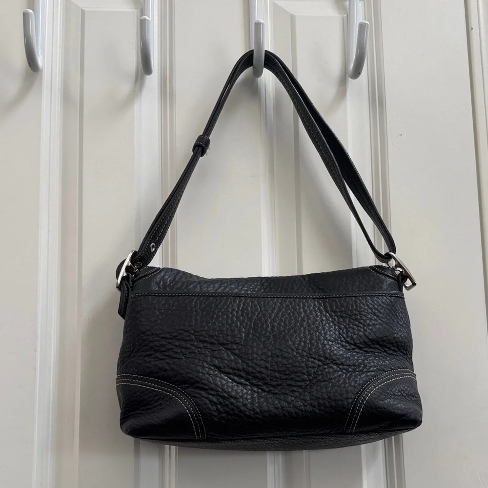 Coach Black Pebble Leather Shoulder Bag